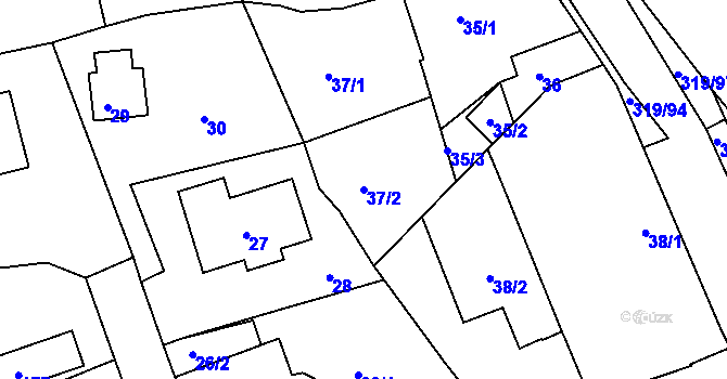 Parcela st. 37/2 v KÚ Lochkov, Katastrální mapa