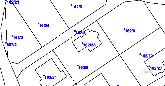 Parcela st. 162/25 v KÚ Lochkov, Katastrální mapa