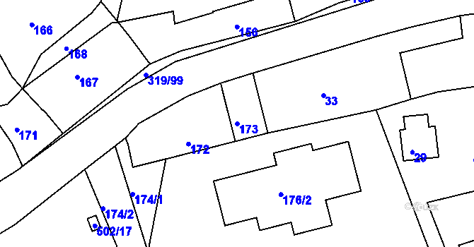 Parcela st. 173 v KÚ Lochkov, Katastrální mapa