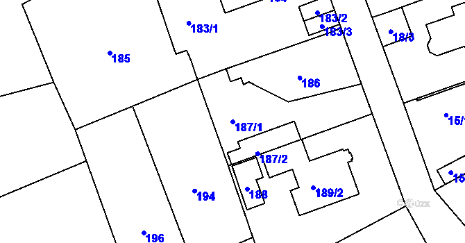 Parcela st. 187/1 v KÚ Lochkov, Katastrální mapa