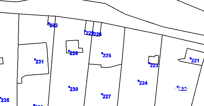 Parcela st. 225 v KÚ Lochkov, Katastrální mapa