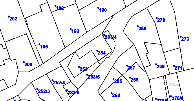 Parcela st. 254 v KÚ Lochkov, Katastrální mapa