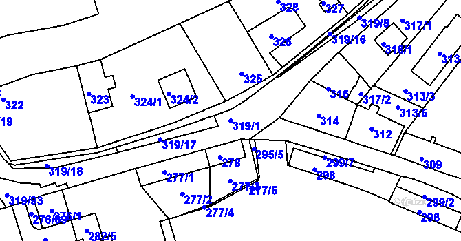 Parcela st. 319/1 v KÚ Lochkov, Katastrální mapa