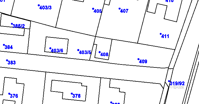 Parcela st. 408 v KÚ Lochkov, Katastrální mapa