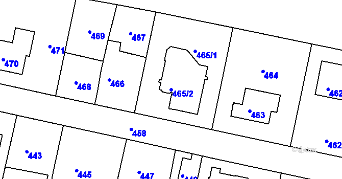 Parcela st. 465/2 v KÚ Lochkov, Katastrální mapa