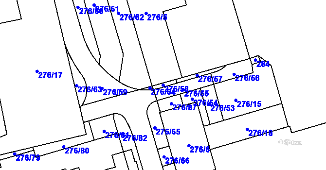 Parcela st. 276/58 v KÚ Lochkov, Katastrální mapa