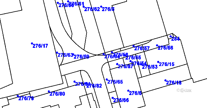 Parcela st. 276/64 v KÚ Lochkov, Katastrální mapa