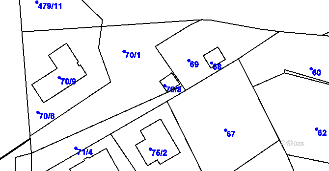 Parcela st. 70/8 v KÚ Lochkov, Katastrální mapa