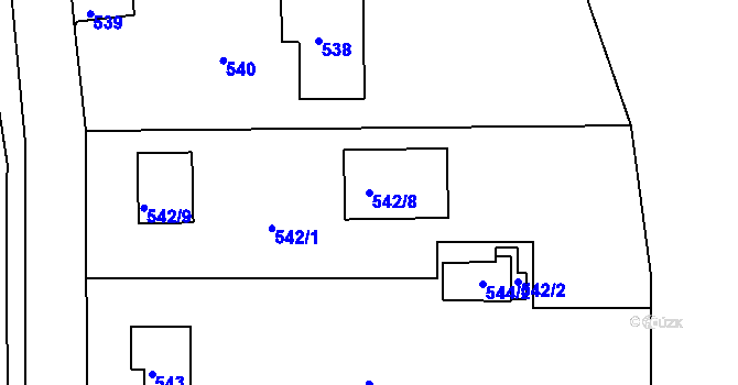 Parcela st. 542/8 v KÚ Lochkov, Katastrální mapa