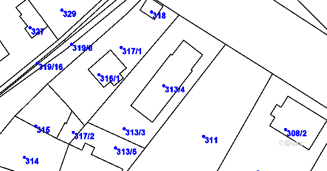 Parcela st. 313/4 v KÚ Lochkov, Katastrální mapa