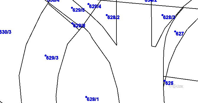 Parcela st. 628 v KÚ Lochkov, Katastrální mapa