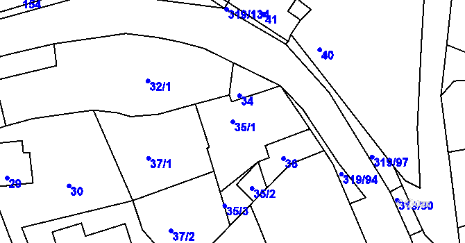 Parcela st. 35/1 v KÚ Lochkov, Katastrální mapa
