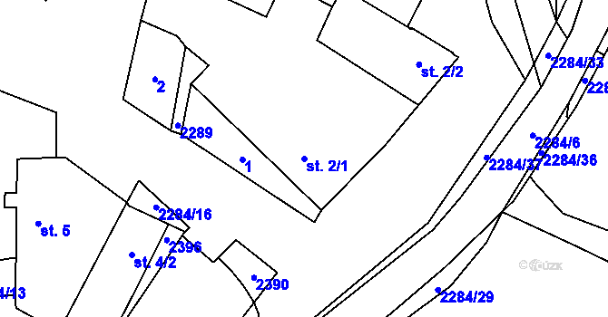 Parcela st. 2/1 v KÚ Lochousice, Katastrální mapa