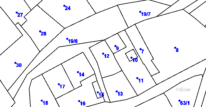 Parcela st. 12 v KÚ Lochovice, Katastrální mapa