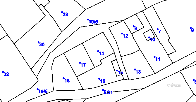 Parcela st. 14 v KÚ Lochovice, Katastrální mapa
