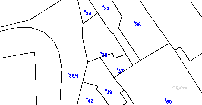 Parcela st. 36 v KÚ Lochovice, Katastrální mapa