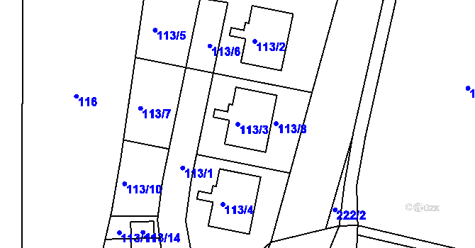 Parcela st. 113/3 v KÚ Lochovice, Katastrální mapa