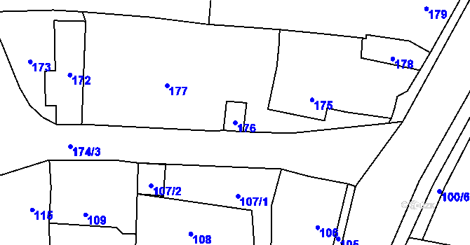 Parcela st. 176 v KÚ Lochovice, Katastrální mapa