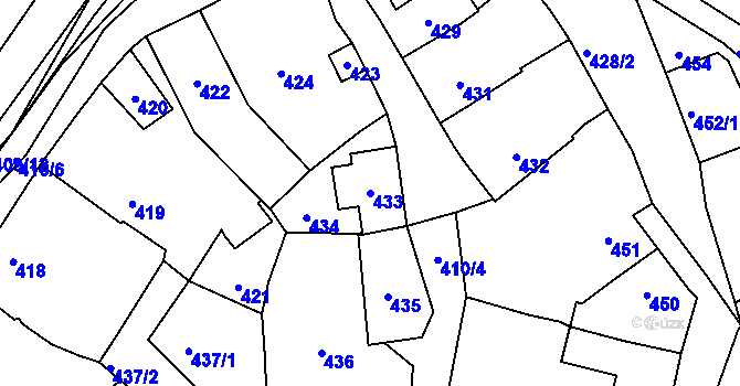 Parcela st. 433 v KÚ Lochovice, Katastrální mapa