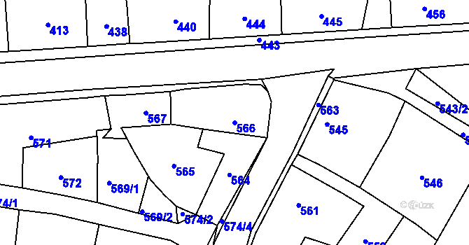 Parcela st. 566 v KÚ Lochovice, Katastrální mapa