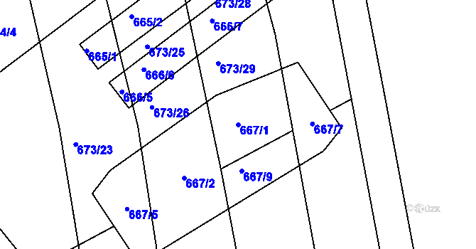 Parcela st. 667/1 v KÚ Lochovice, Katastrální mapa