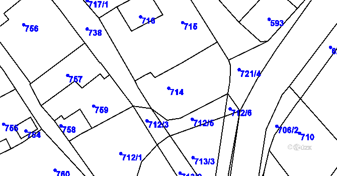 Parcela st. 714 v KÚ Lochovice, Katastrální mapa