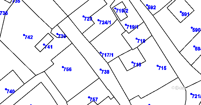 Parcela st. 717/1 v KÚ Lochovice, Katastrální mapa