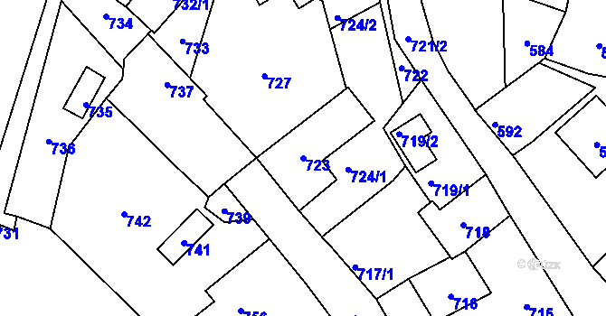 Parcela st. 723 v KÚ Lochovice, Katastrální mapa