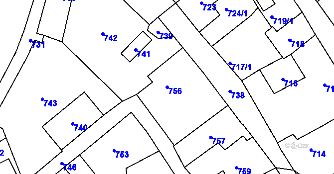 Parcela st. 756 v KÚ Lochovice, Katastrální mapa