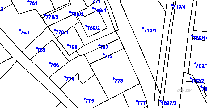 Parcela st. 772 v KÚ Lochovice, Katastrální mapa