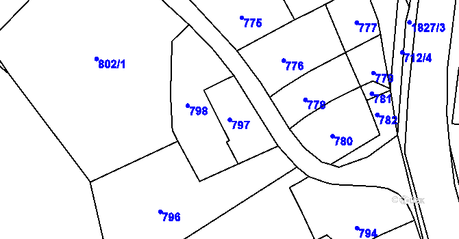 Parcela st. 797 v KÚ Lochovice, Katastrální mapa