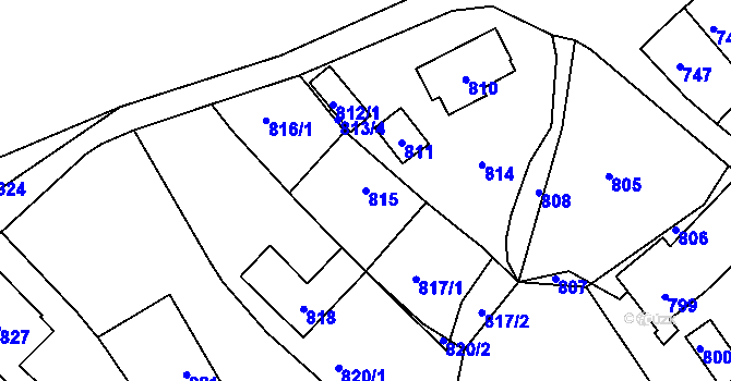 Parcela st. 815 v KÚ Lochovice, Katastrální mapa