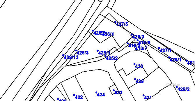 Parcela st. 425/1 v KÚ Lochovice, Katastrální mapa