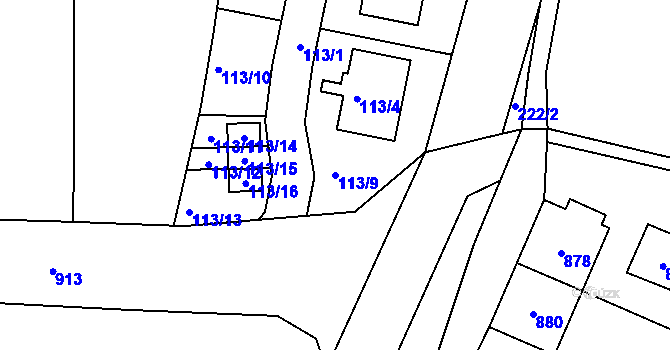 Parcela st. 113/9 v KÚ Lochovice, Katastrální mapa
