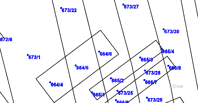 Parcela st. 664/6 v KÚ Lochovice, Katastrální mapa