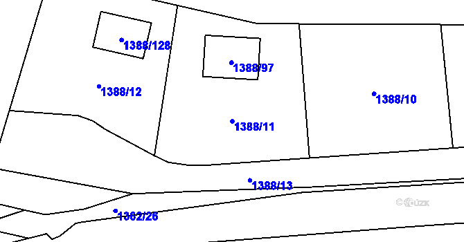 Parcela st. 1388/11 v KÚ Lochovice, Katastrální mapa