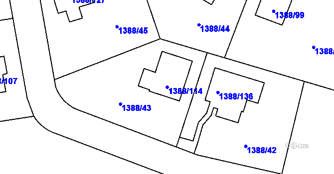 Parcela st. 1388/114 v KÚ Lochovice, Katastrální mapa