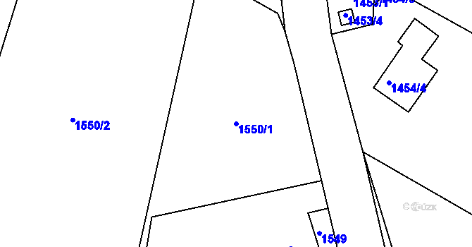 Parcela st. 1550/1 v KÚ Lochovice, Katastrální mapa