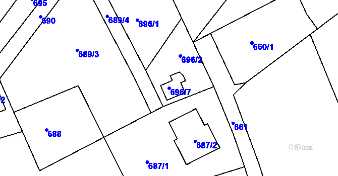 Parcela st. 696/7 v KÚ Lochovice, Katastrální mapa