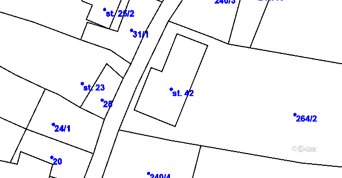 Parcela st. 42 v KÚ Loket u Dolních Kralovic, Katastrální mapa
