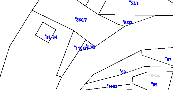 Parcela st. 53/2 v KÚ Loket u Dolních Kralovic, Katastrální mapa