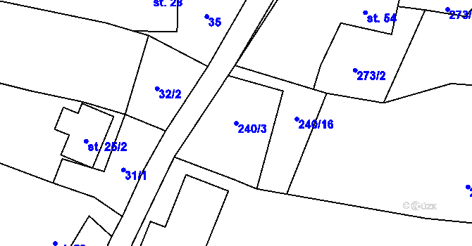 Parcela st. 240/3 v KÚ Loket u Dolních Kralovic, Katastrální mapa