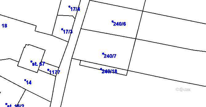 Parcela st. 240/7 v KÚ Loket u Dolních Kralovic, Katastrální mapa