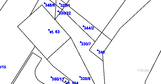 Parcela st. 330/7 v KÚ Loket u Dolních Kralovic, Katastrální mapa