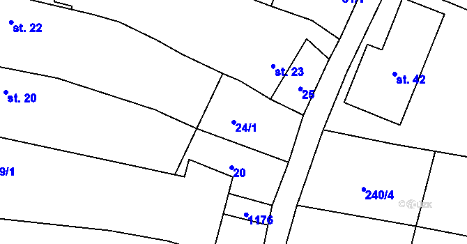 Parcela st. 24/1 v KÚ Loket u Dolních Kralovic, Katastrální mapa