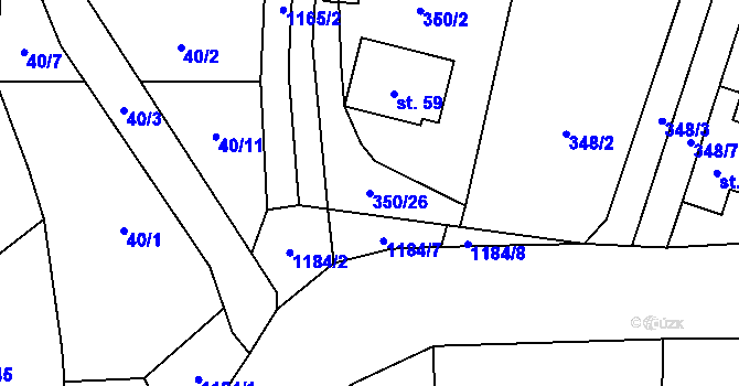 Parcela st. 350/26 v KÚ Loket u Dolních Kralovic, Katastrální mapa