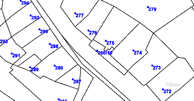 Parcela st. 266/10 v KÚ Loket, Katastrální mapa