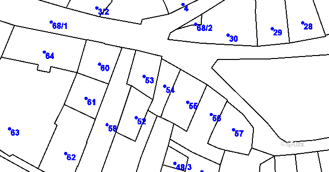 Parcela st. 54 v KÚ Loket, Katastrální mapa