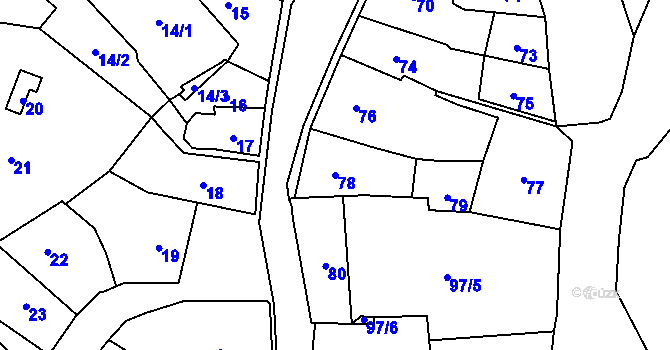 Parcela st. 78 v KÚ Loket, Katastrální mapa