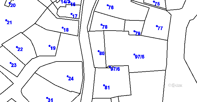 Parcela st. 80 v KÚ Loket, Katastrální mapa